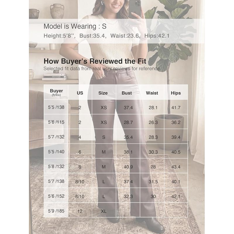 Women's Faux Leather Coated Flare Pants Mid Waist