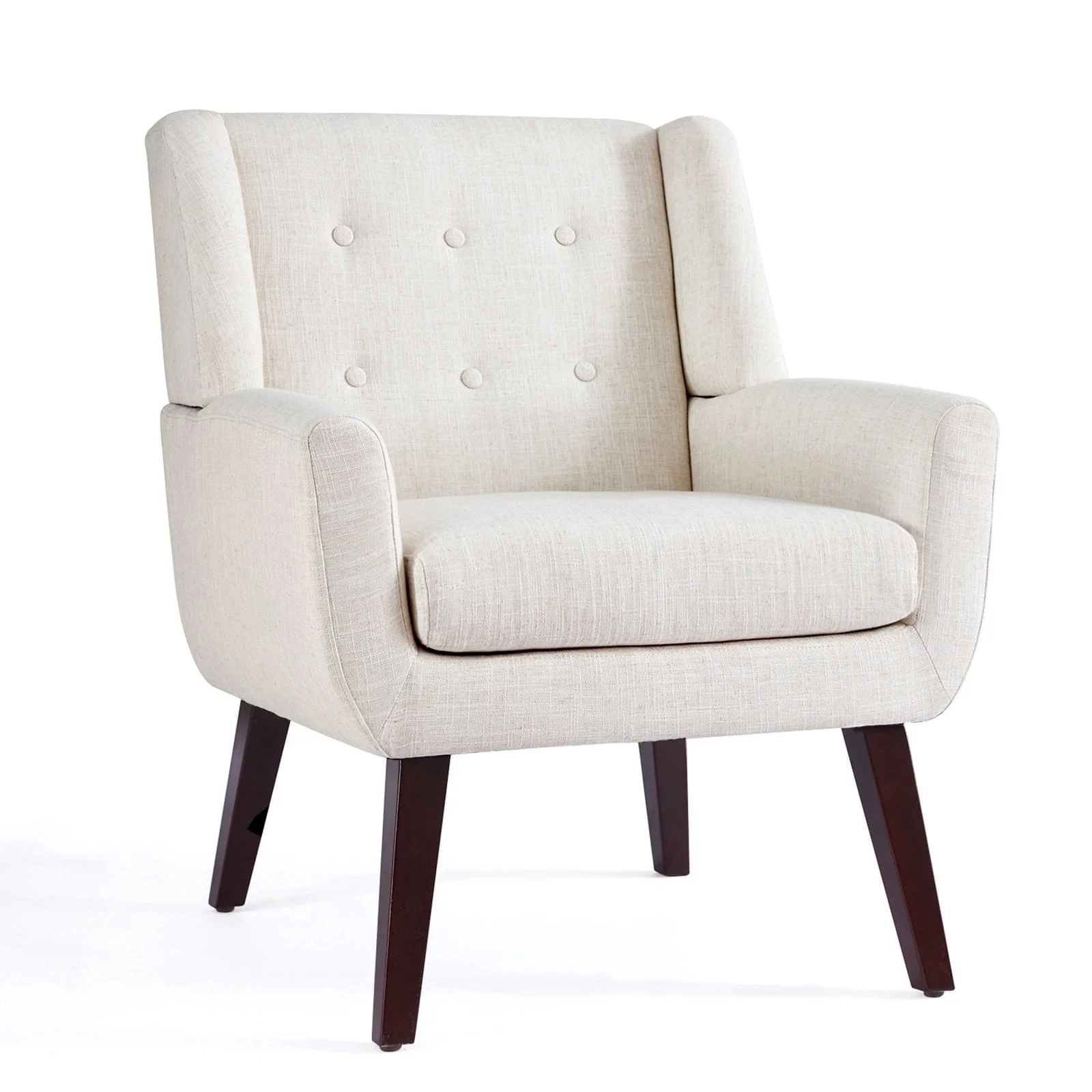 HUIMO  Accent Chair, Button-Tufted Upholstered  Living Room Chairs,  Mid Century Modern Comfy Reading Chairs for Bedroom, Living Room, Beige