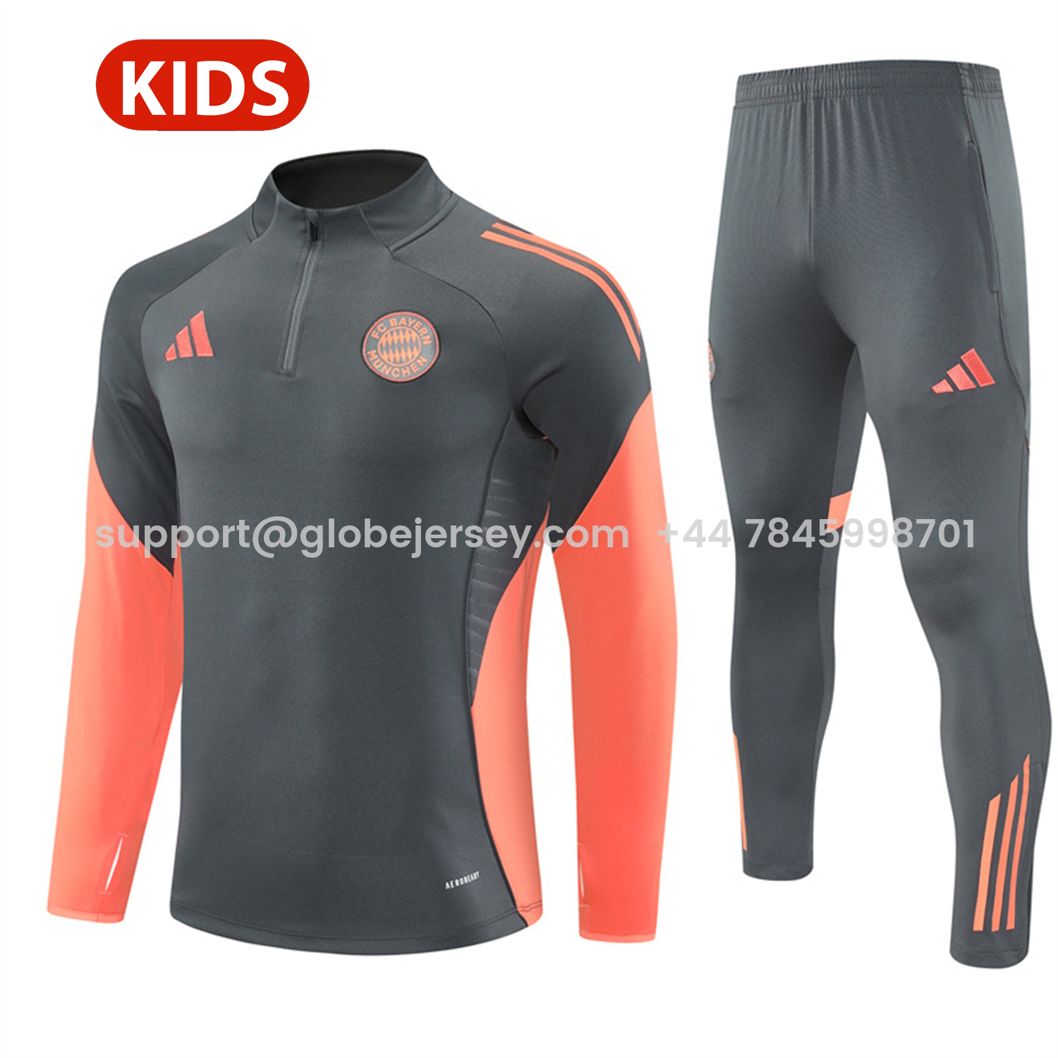 Bayern Munich 25-26 Kids Long Sleeves Training Set - Dark Grey Top & Pants