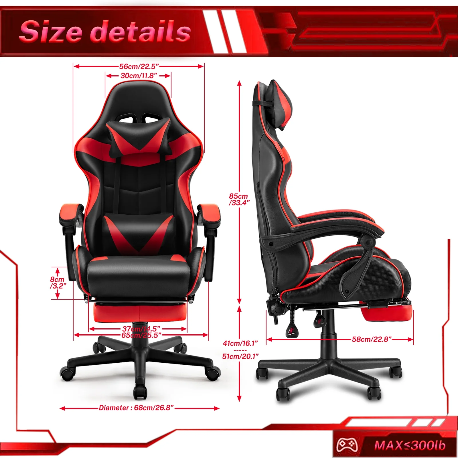 SOONTRANS Green Gaming Chair with Footrest, High Back Gamer Chair with Massage Lumbar Pillow, Gamer Computer Desk Chair (Green)