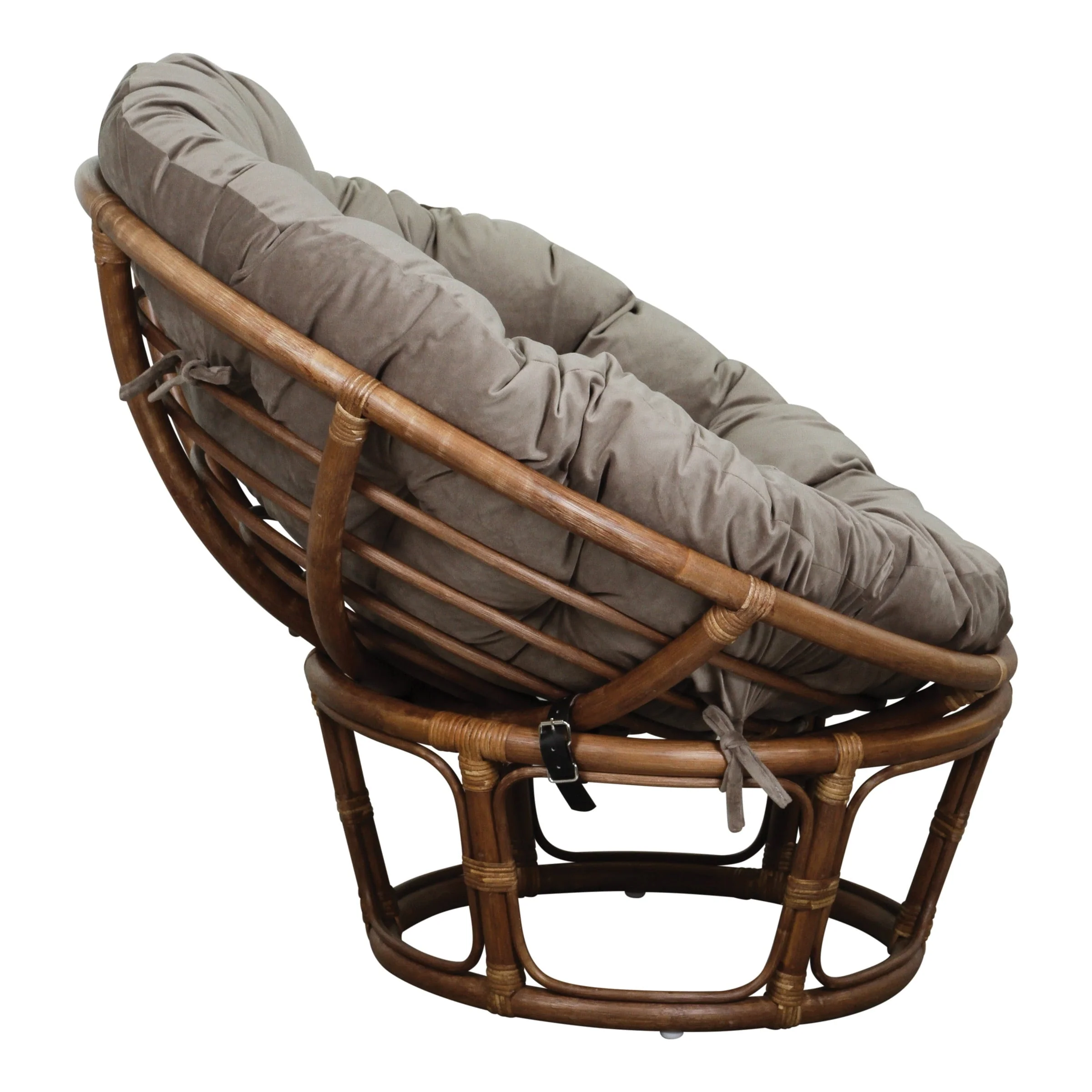 OSP Home Furnishings Specialty Seating Series Papasan Chair, Brown Rattan Frame with Green Round Pillow Cushion