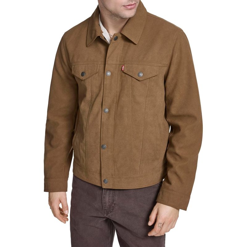 Men's Faux Leather Classic Trucker Jacket