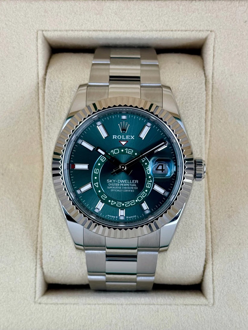 【Super Clone】RLX  Sky-Dweller 42mm Stainless Steel Green Dial Oyster - 336934
