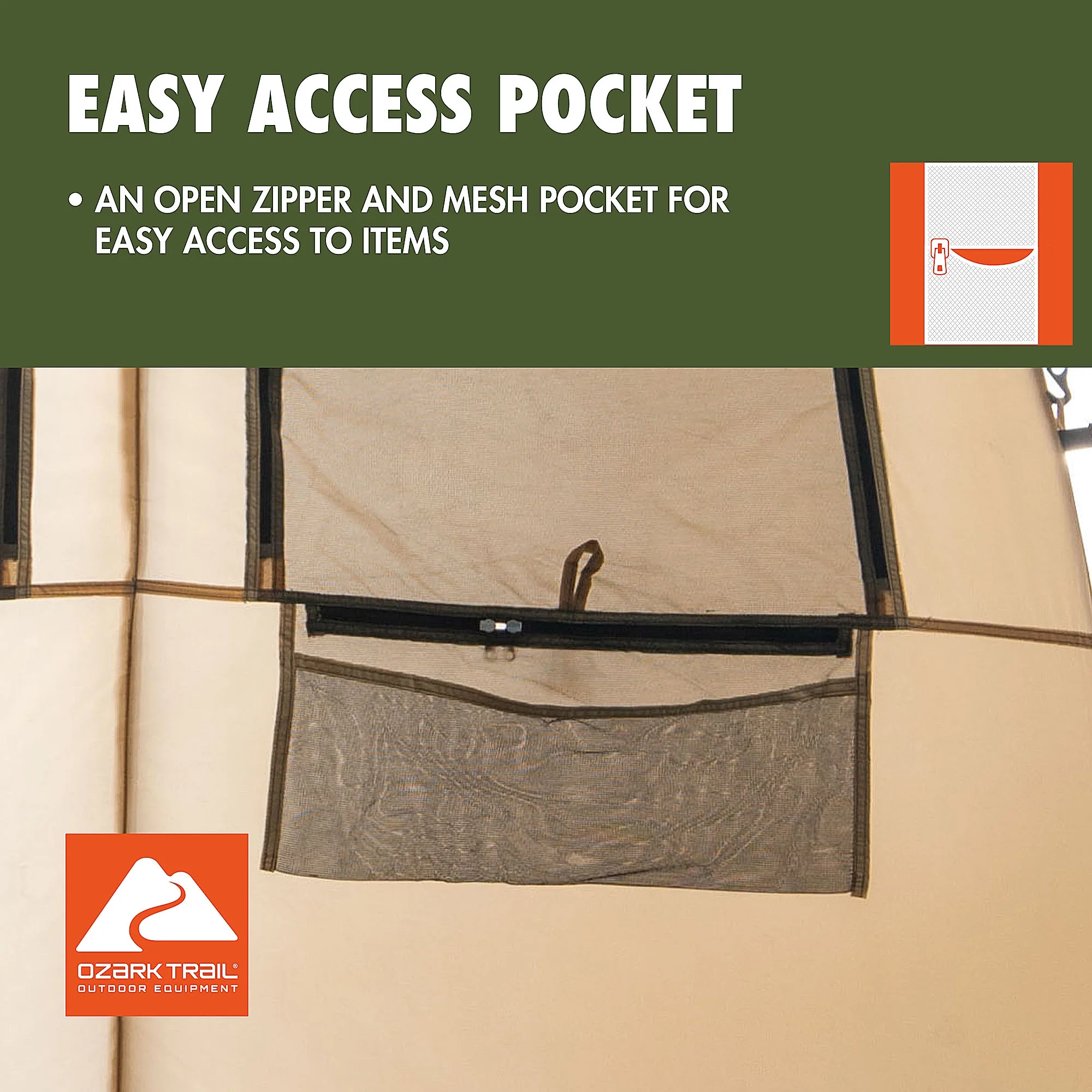 Ozark Trail 2-Room Shower & Utility Tent Combo Includes 5-Gallon Water Container, Easy Setup, Maximum Occupancy Is 2. Khaki Colour.