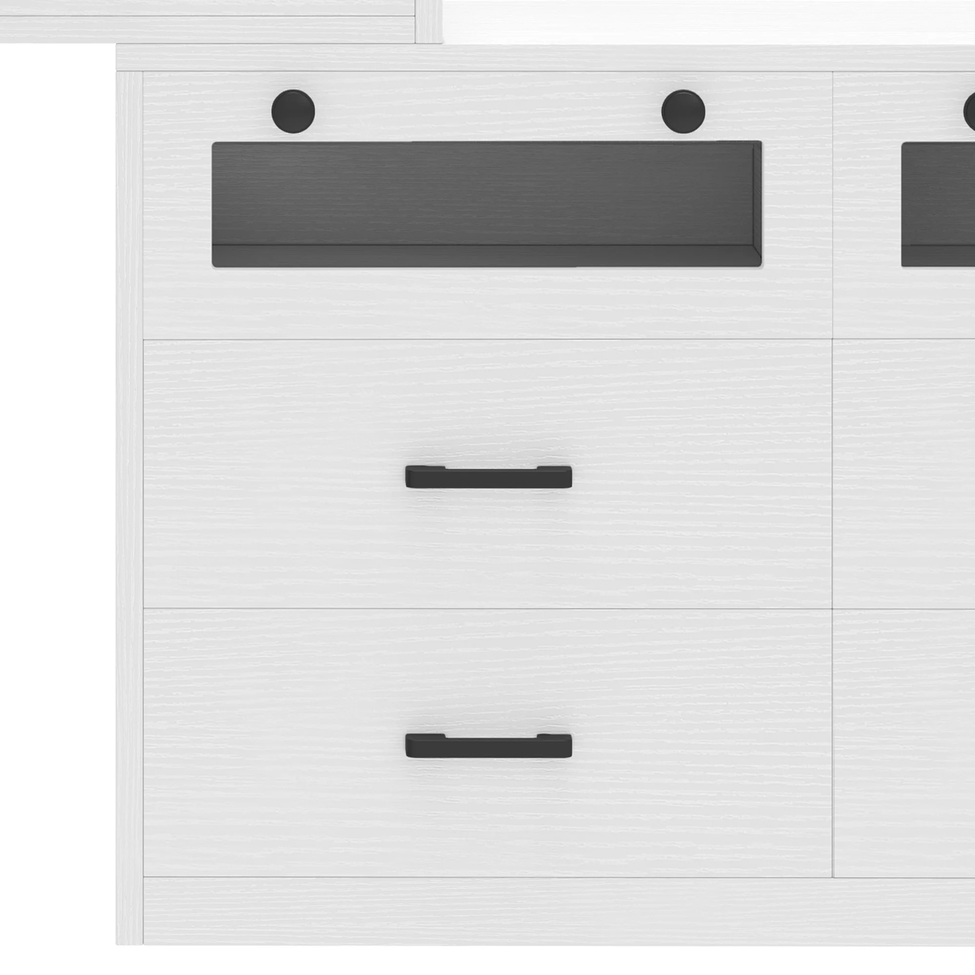 Uforic Vanity Makeup Desk with LED Light Mirror & Power Outlet, 10 Drawers, 4 Storage Shelves, 3 Color Modes & Adjustable Brightness Dressing Table, Corner Vanity,L Shape Change, 65