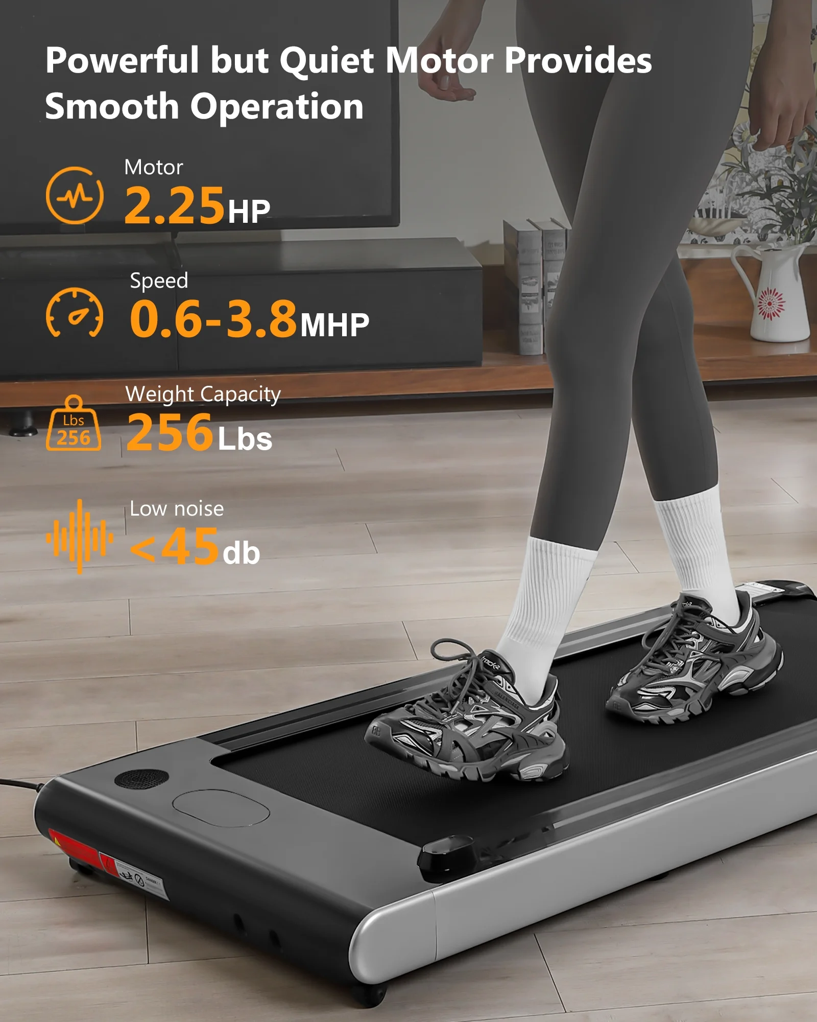 Zzistar Walking Pad Electric Treadmill, 2.5HP 0.6-3.8 mph Remote & Button Control Under Desk Treadmill with LCD Monitor