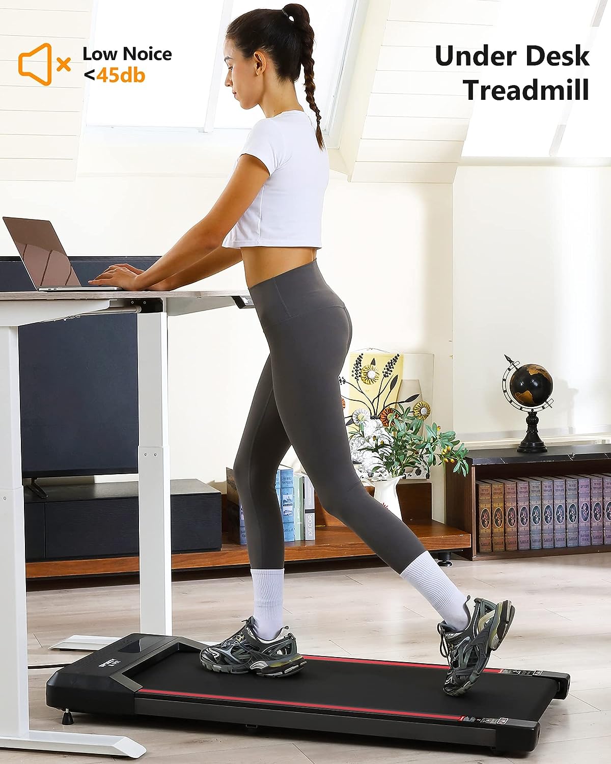 Zzistar Walking Pad Electric Treadmill, 2.5HP 0.6-3.8 mph Remote & Button Control Under Desk Treadmill with LCD Monitor