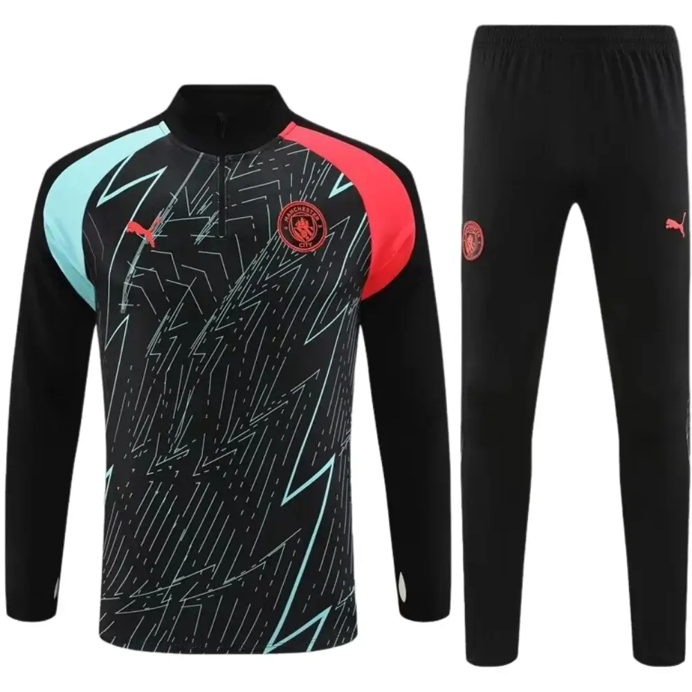 2023/2024 Manchester City Half Pull Training Wear Black Football Shirt