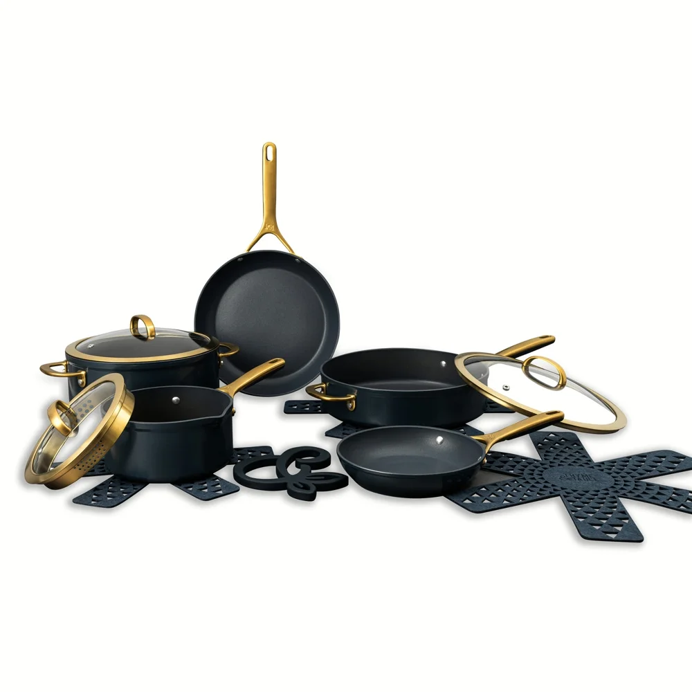 Thyme & Table 12-Piece Non-Stick Supreme Cookware Set, Pots and Pans Set - Cream