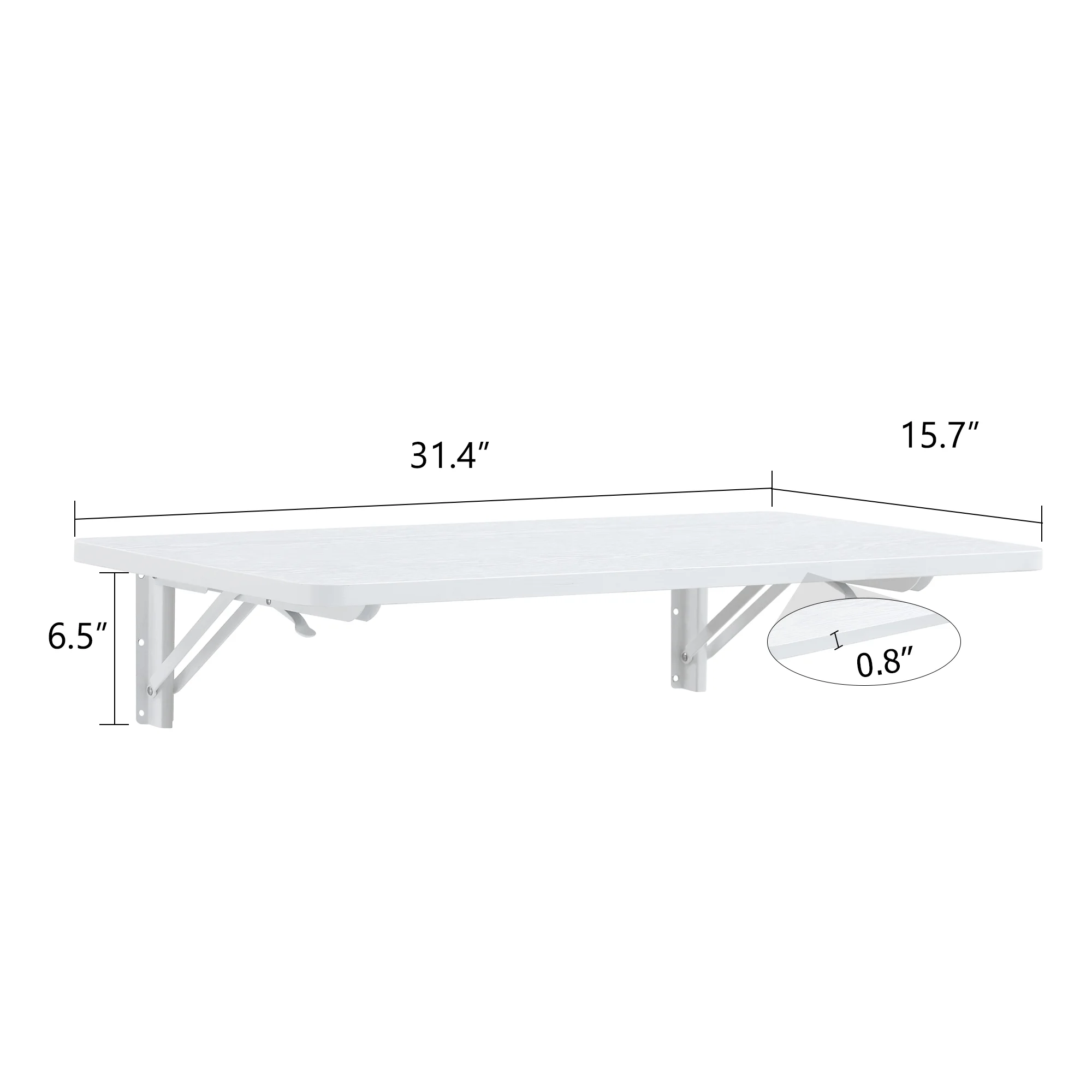 Laundry Folding Table, 31.5'' x 15.8'' Wooden Wall Mount Desk, Laundry Table for Folding Clothes, White, 40'' Length