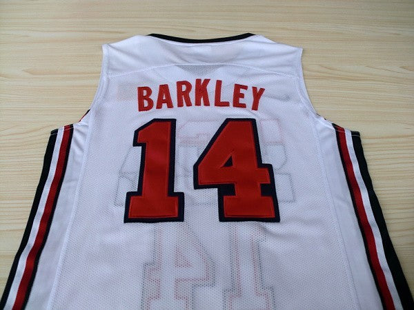 1:1 double layer solid embroidery player version Mengyi Replica #14 Barkley white suit