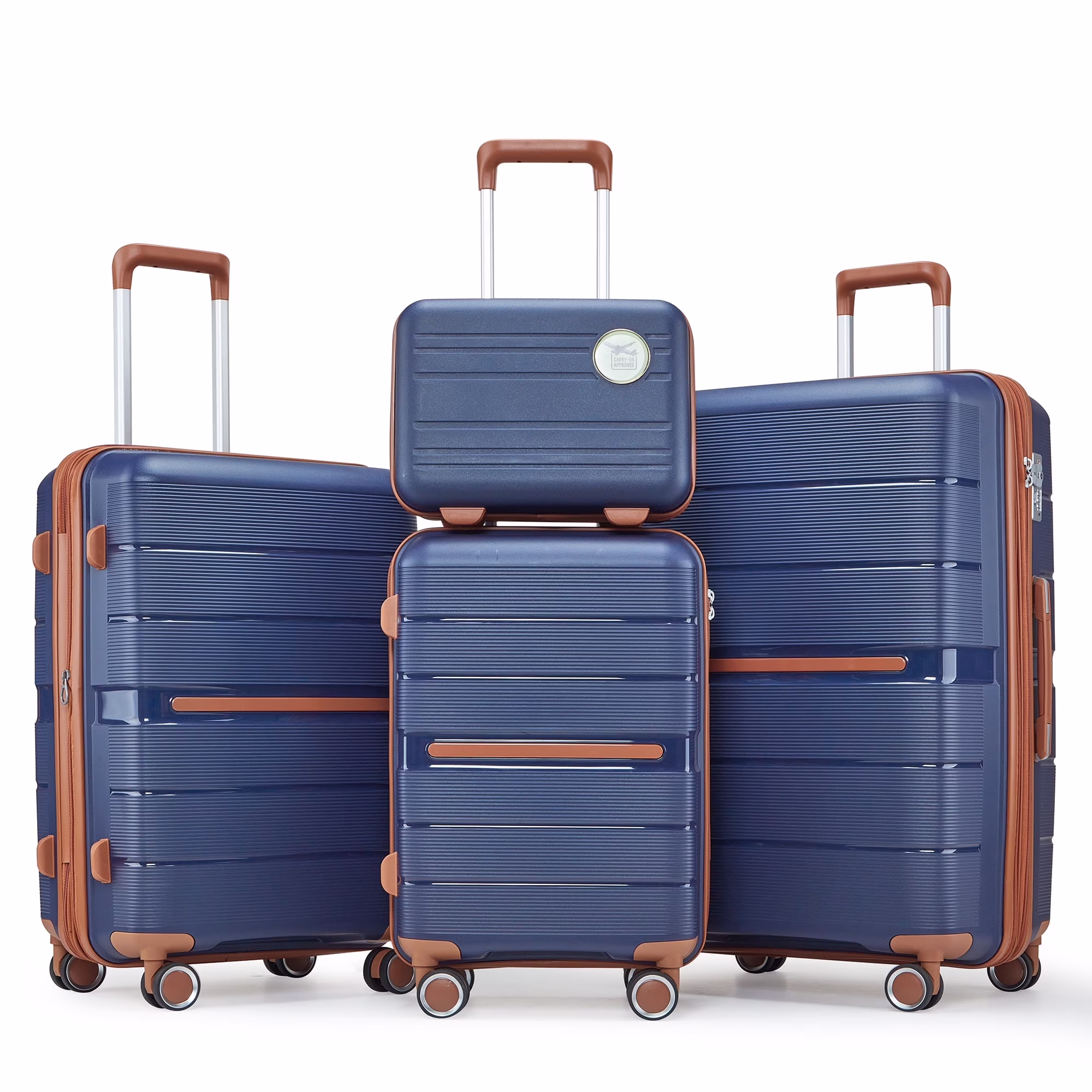 4 Piece Luggage Set, Expandable Lightweight Suitcase Set, PP Materials Travel Luggage with TSA Lock Spinner Wheels, White (14/20/24/28)