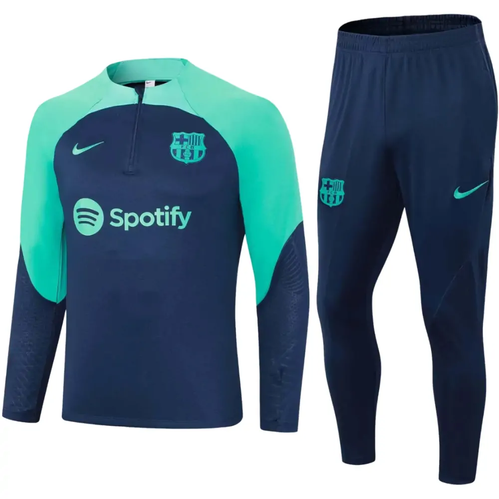 2023/2024 Barcelona Half-Pull Training Suit Royal blue Jersey Set