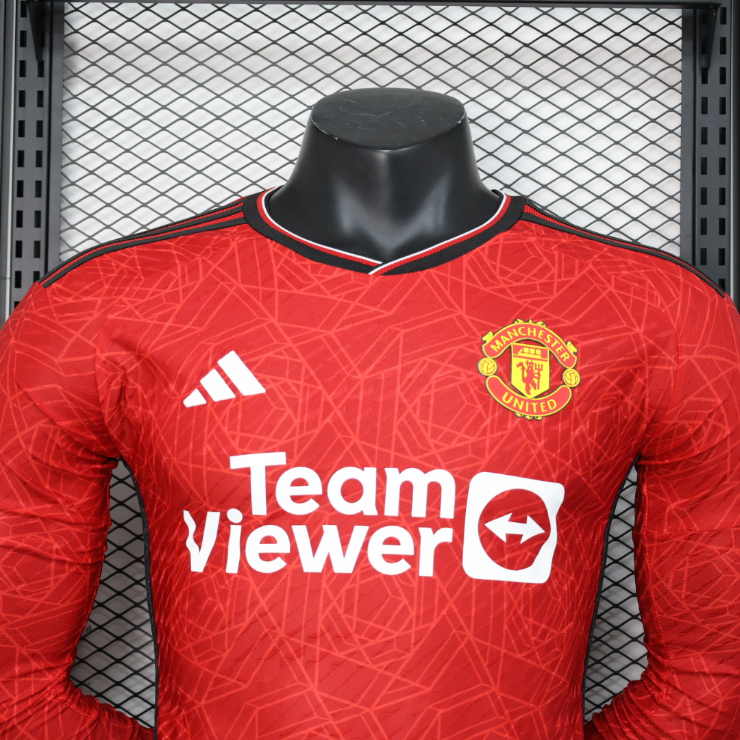 2023/24 Manchester United Home Long Sleeve Shirt - Player Version