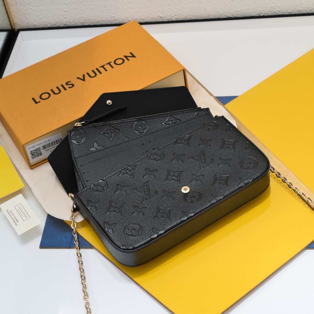 Louis Vuitton Pochette Félicie Monogram Empreinte  Black 8.3 Inches M82477