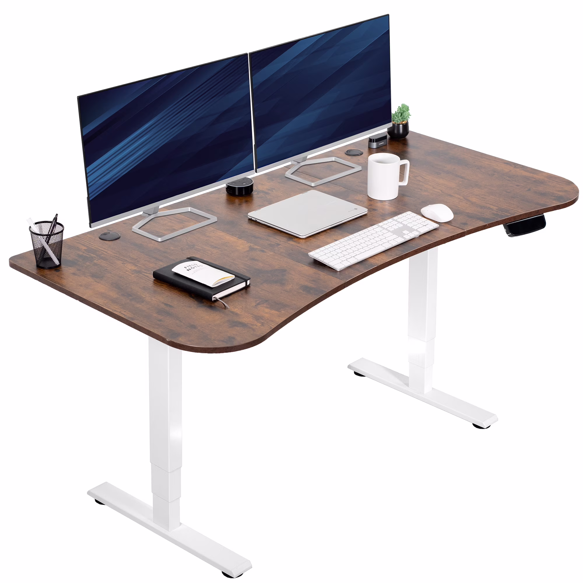 VIVO Reclaimed Wood / Black 63�?x 32�?Electric Height Adjustable Stand Up Desk