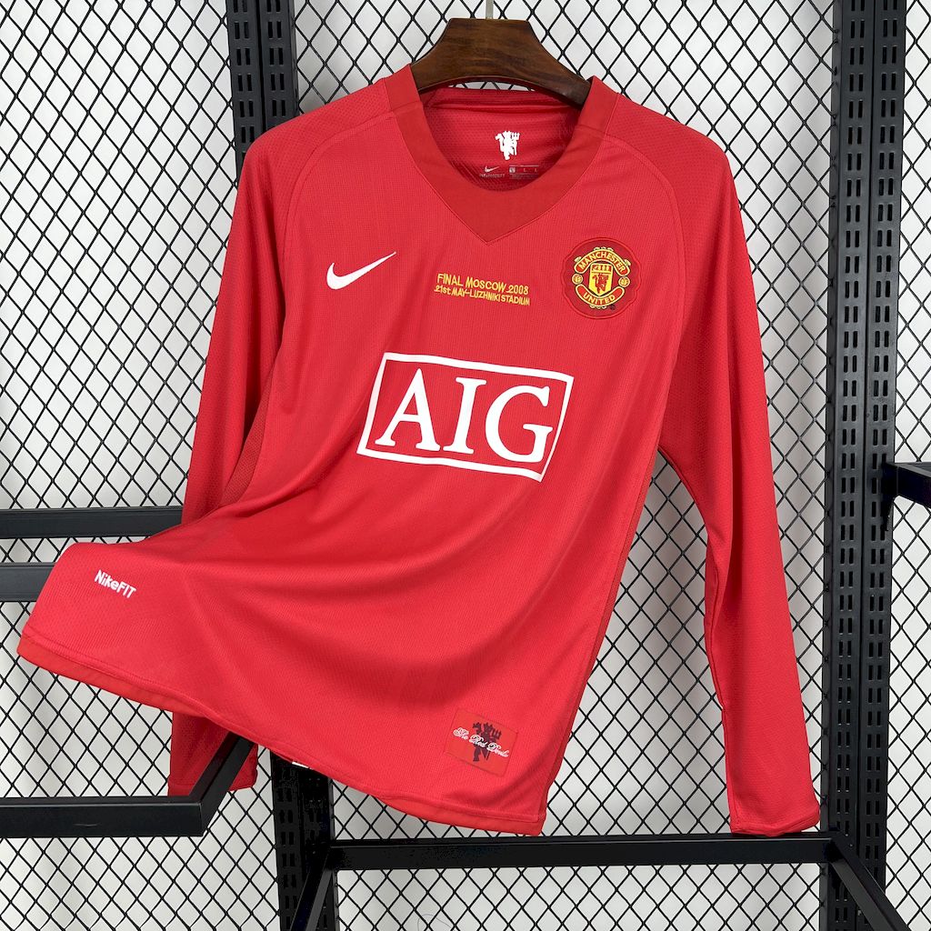 Retro Manchester United 07-08 Champions League Final Home Long Sleeve Jersey