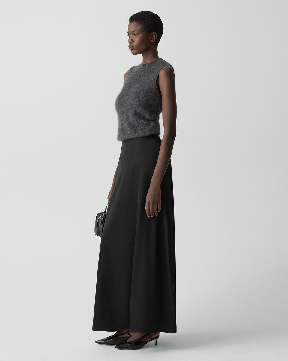 A-Line Maxi Skirt in Satin