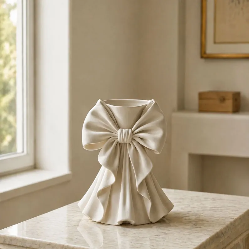 🎀🌸 Elegant Bow Vase • Decorative & Chic