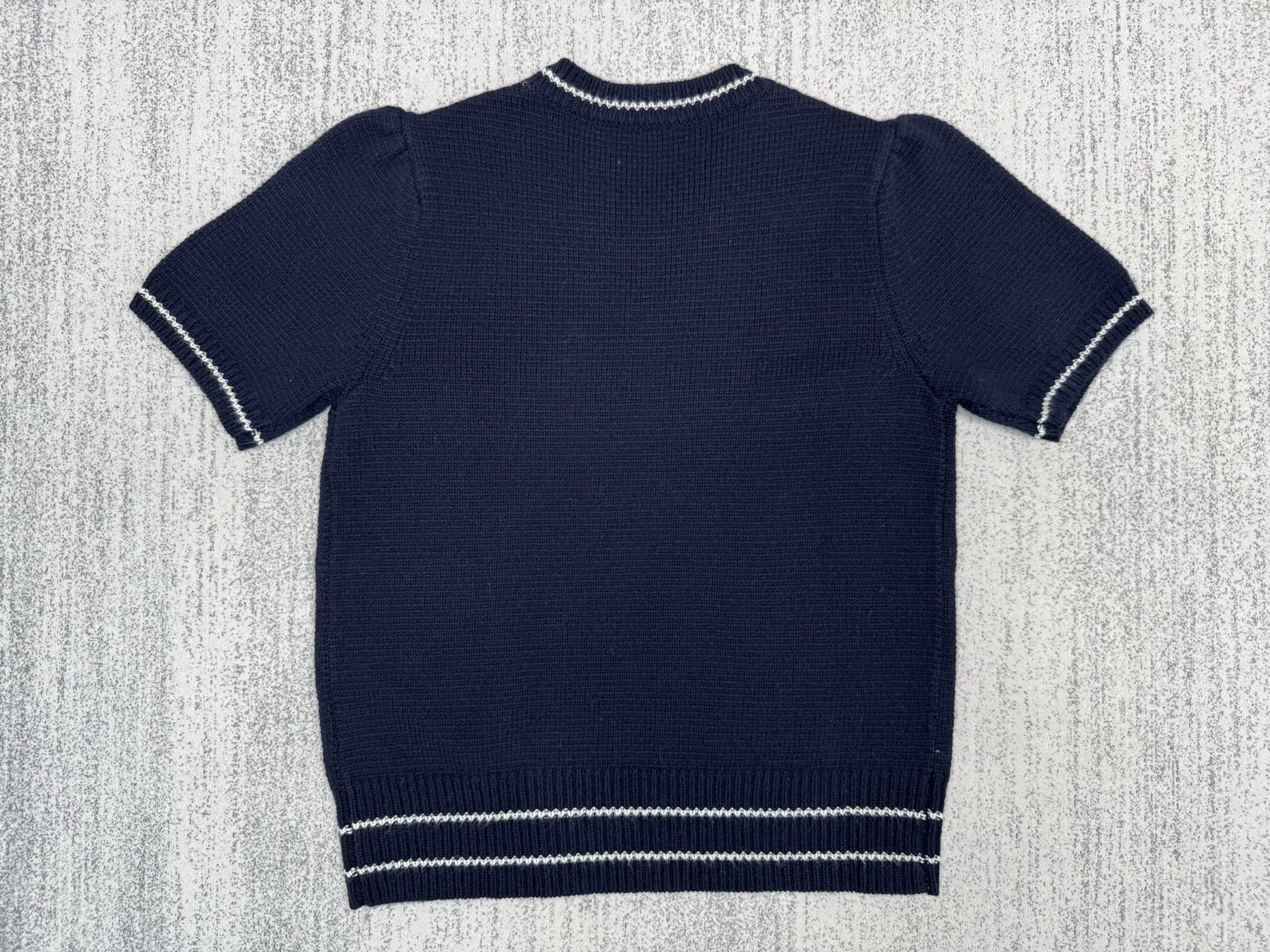 classic letter embroidered cashmere knitted short sleeves