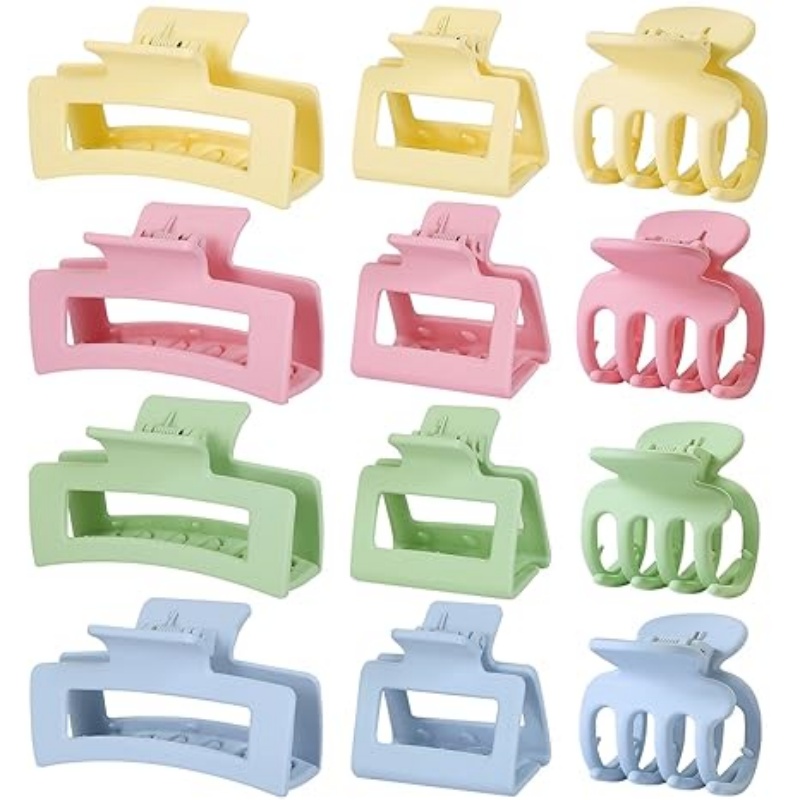 SWEETCLAWZ 12 Pcs Hair Clips for Women 3 Styles Small Medium Large
