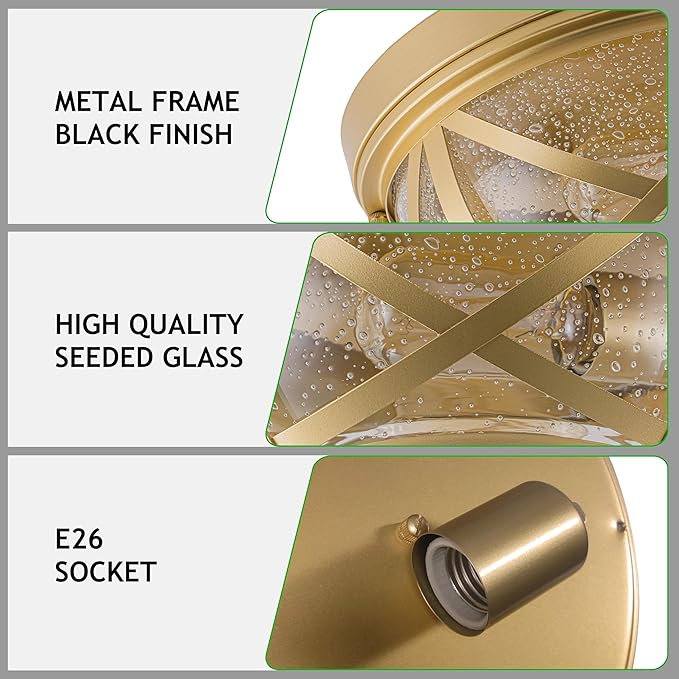 MELLOWWLITE Flush Mount Ceiling Light Fixture Gold