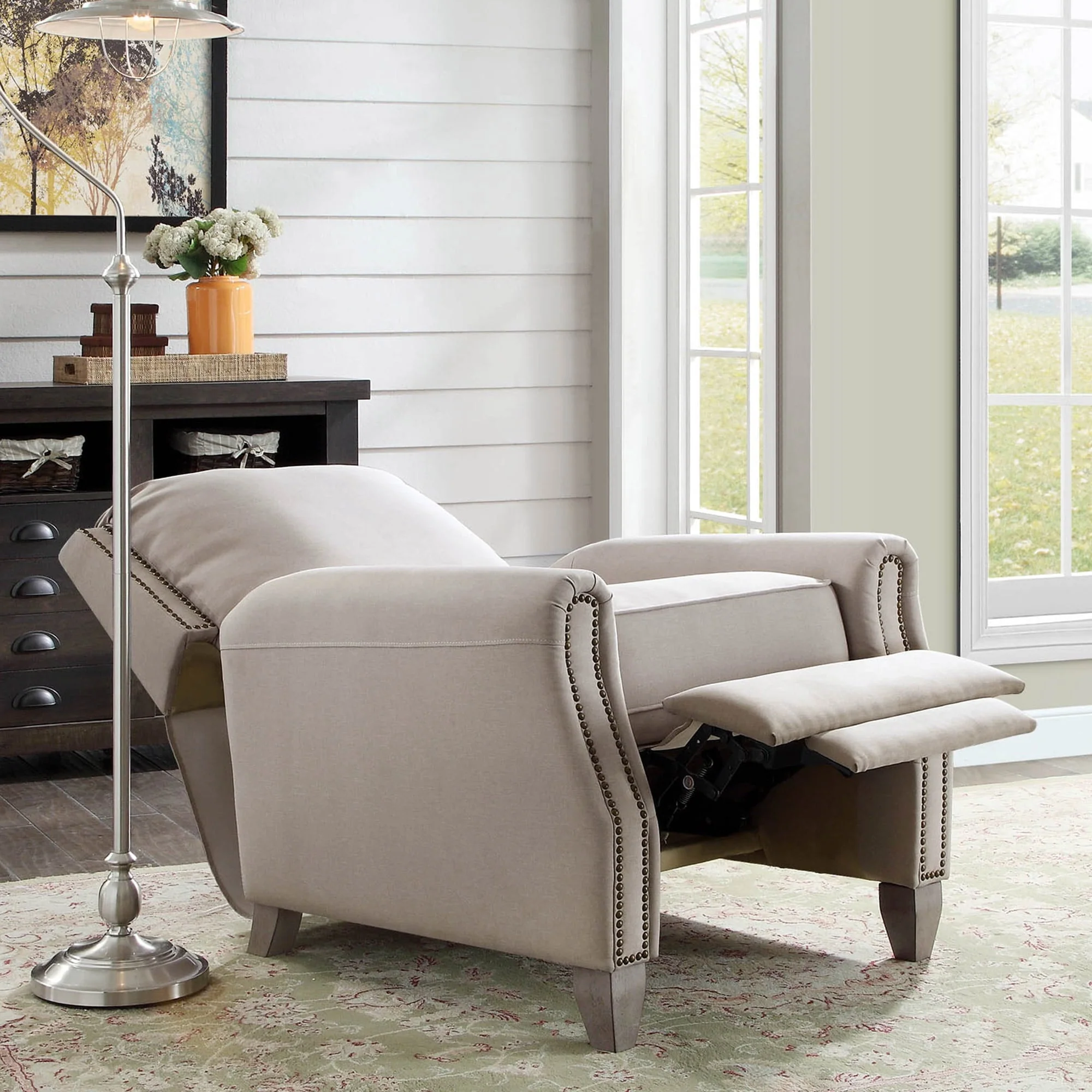 Better Homes and Gardens Pushback Recliner, Taupe Fabric Upholstery