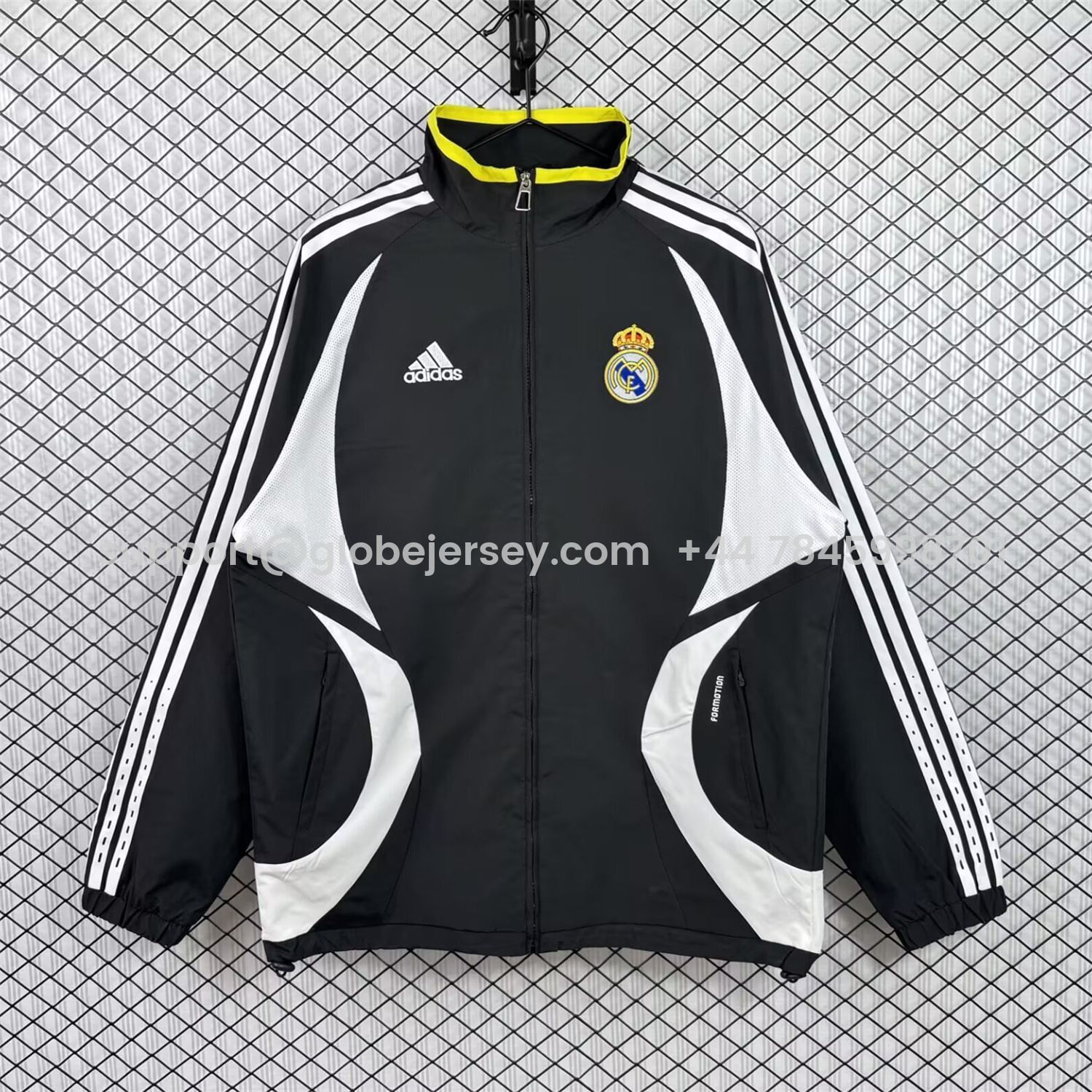 Retro Real Madrid 2006-07 Windbreaker Jacket - Black And White