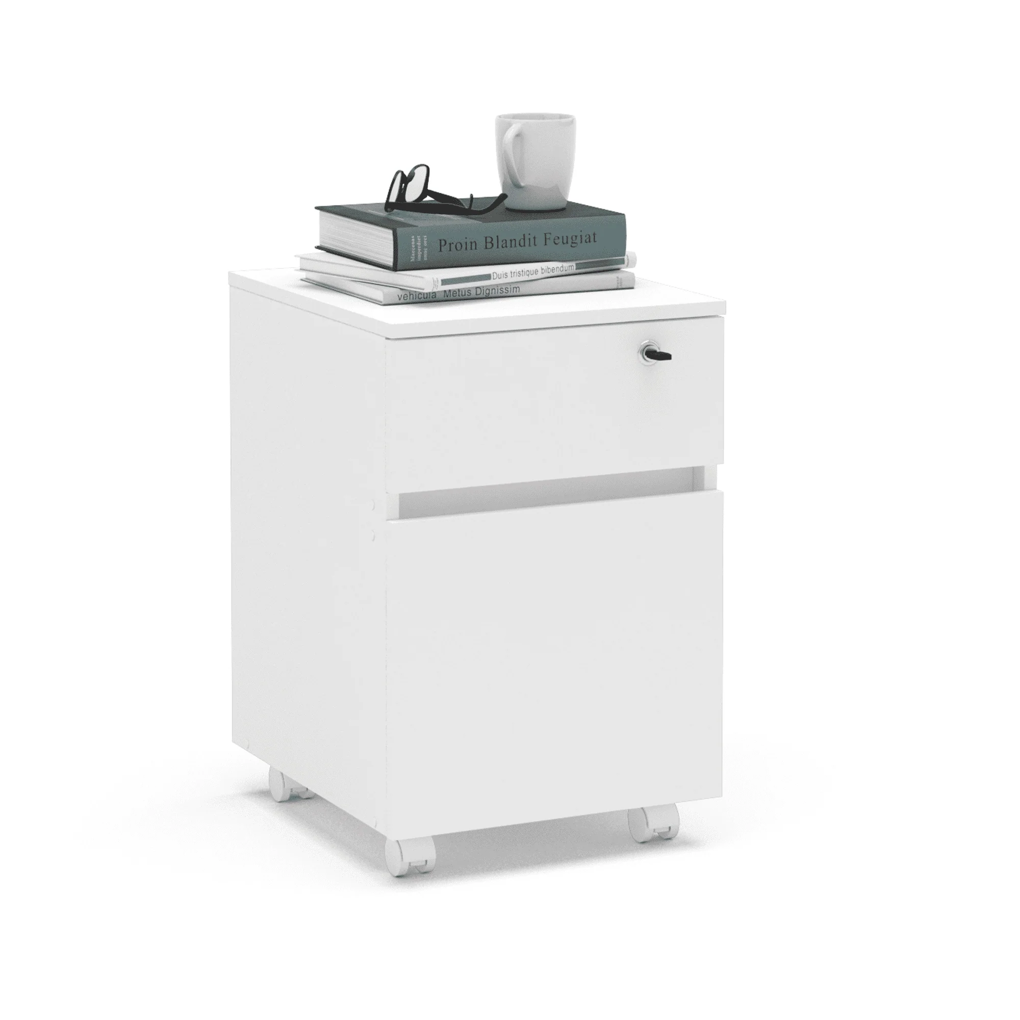 Boahaus Osaka Mobile File Cart Cabinet, Letter Sized, 2 Drawers with Lock, 4 Plastic Casters