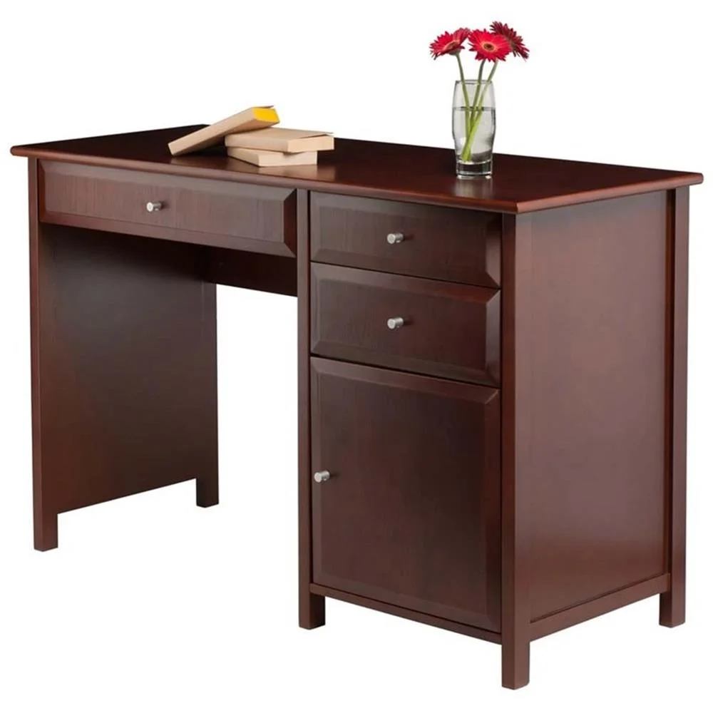 Pemberly Row Transitional Composite Wood Office Writing Desk in Black