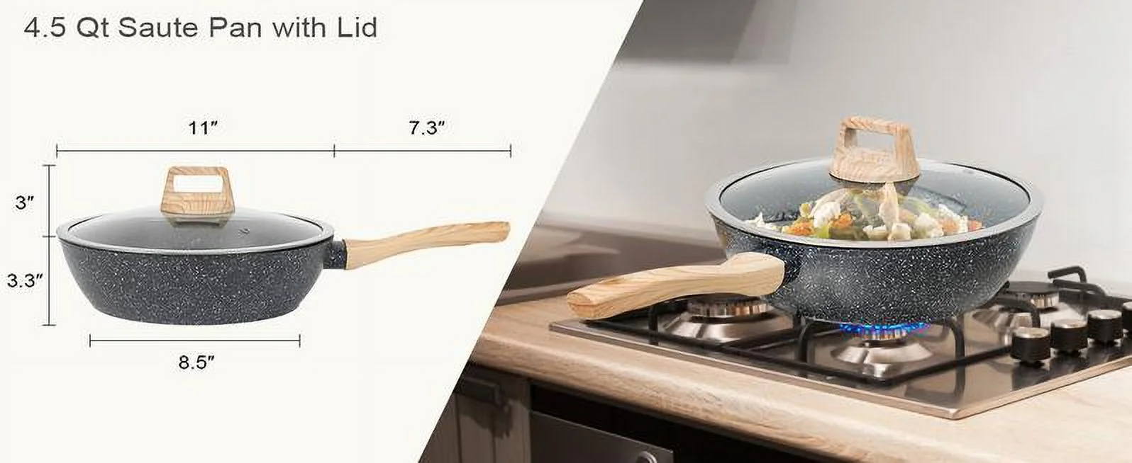 12pcs Pots and Pans Set Non Stick Kitchen Cookware Sets Induction Cookware Nonstick Granite Cooking Set with Frying Pans, Saucepans, Steamer