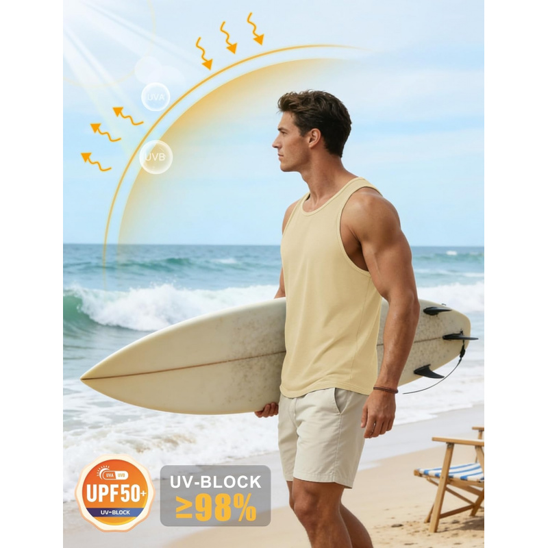 Men's Tank Top UPF 50+ Sleeveless Shirt Cotton Moisture