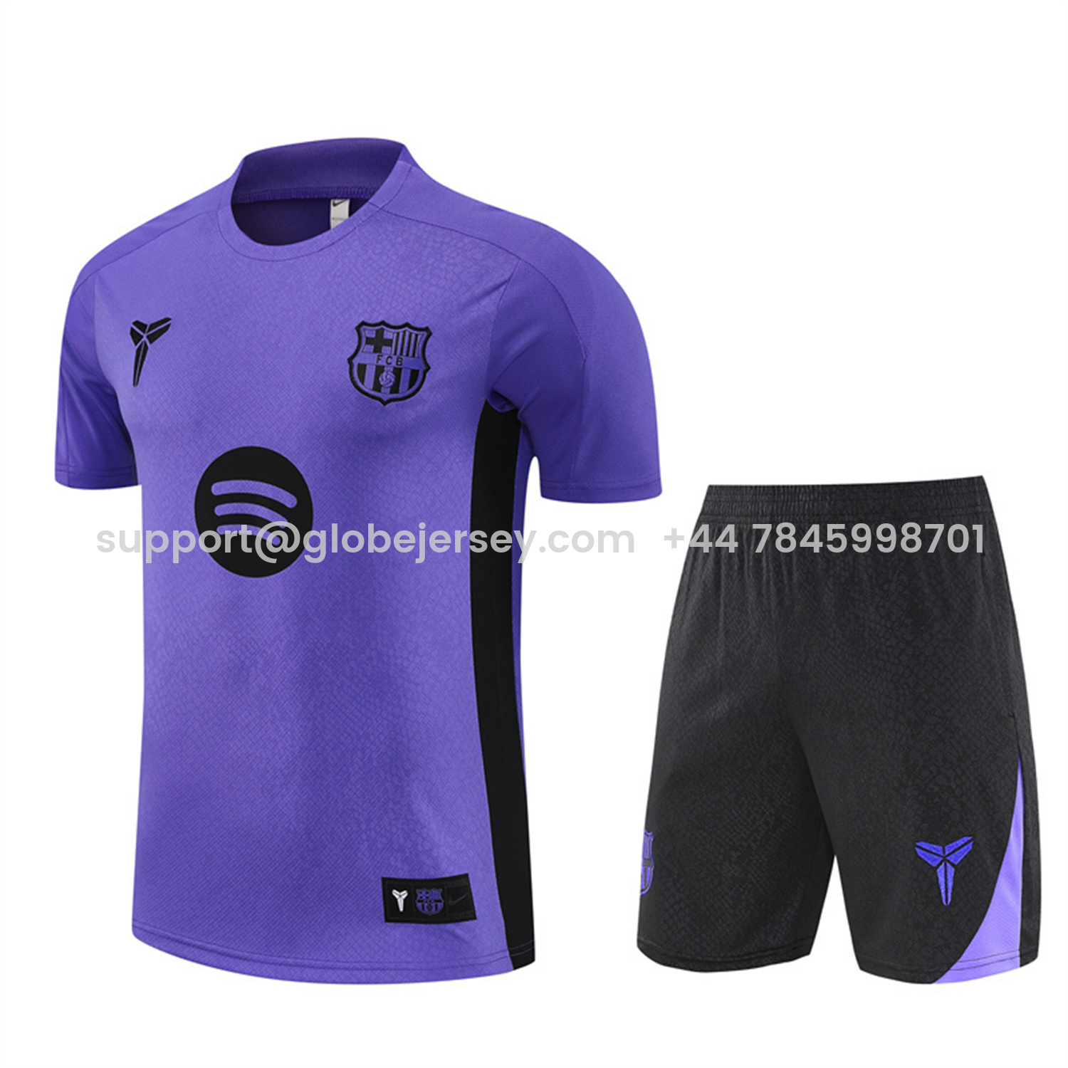 Barcelona 25-26 X KB Short-Sleeve Training Set - Purple Top & Black Shorts