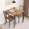 Yesfashion 5 Piece Kitchen Table Set, Metal and Wood Rectangular Dining Room Table Set with 4 Upholstered Chairs