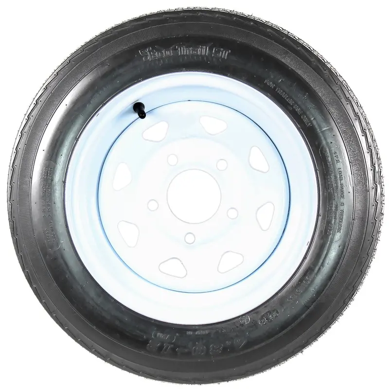 2-Pk Trailer Tire On Rim 480-12 4.80-12 4.80×12 in. LRC 5 Hole White Spoke Wheel