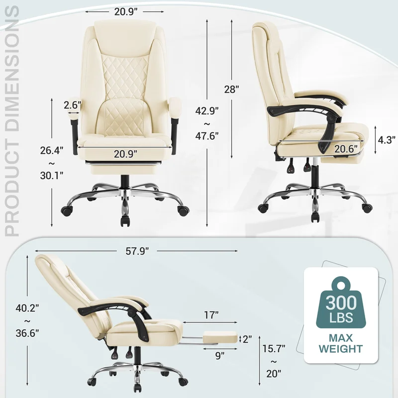 Homall Home Office Chair Adjustable Executive Leather Chair With Arms Ergonomic High Back Cushion Lumbar Back Support Computer Desk Chair,Black