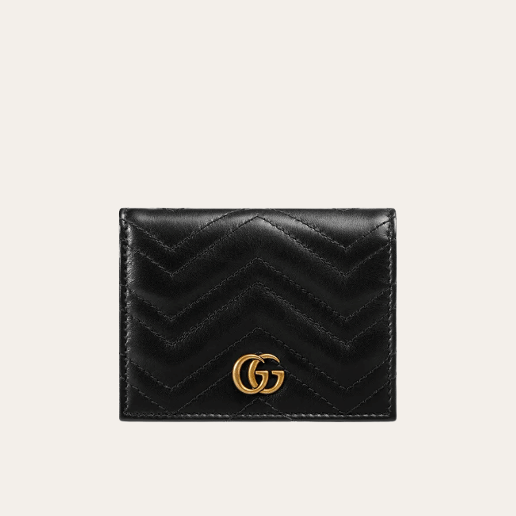 Gucci Gg Marmont Card Case Wallet Black 4.5 Inches