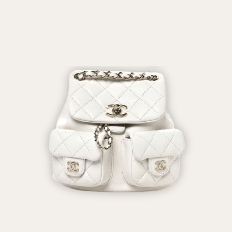 Chanel 23P Duma Backpack White 8.3 Inches