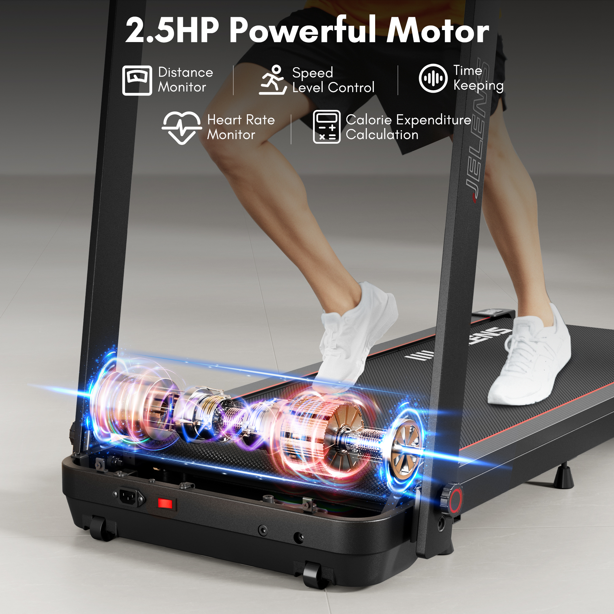 MITONOS Folding Treadmill with Desk. Foldable Treadmill for Home with 2.5HP Running Machine, Portable Walking Pad with LED and Desk Workstation for Home and Office