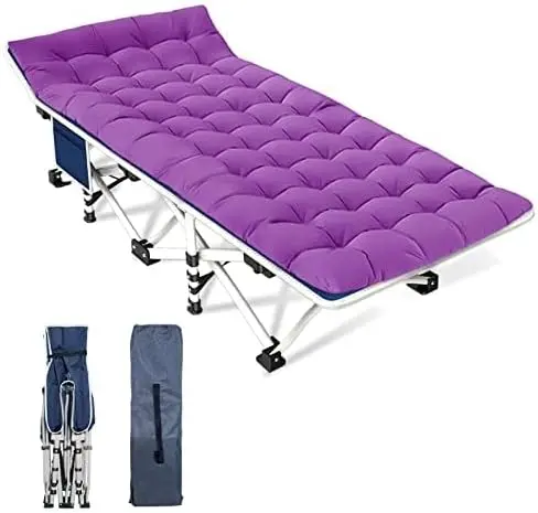 2-Pack Heavy-Duty Folding Camping Cots — Includes Mattresses & Carry Bags for Home. Outdoor or Guest Use