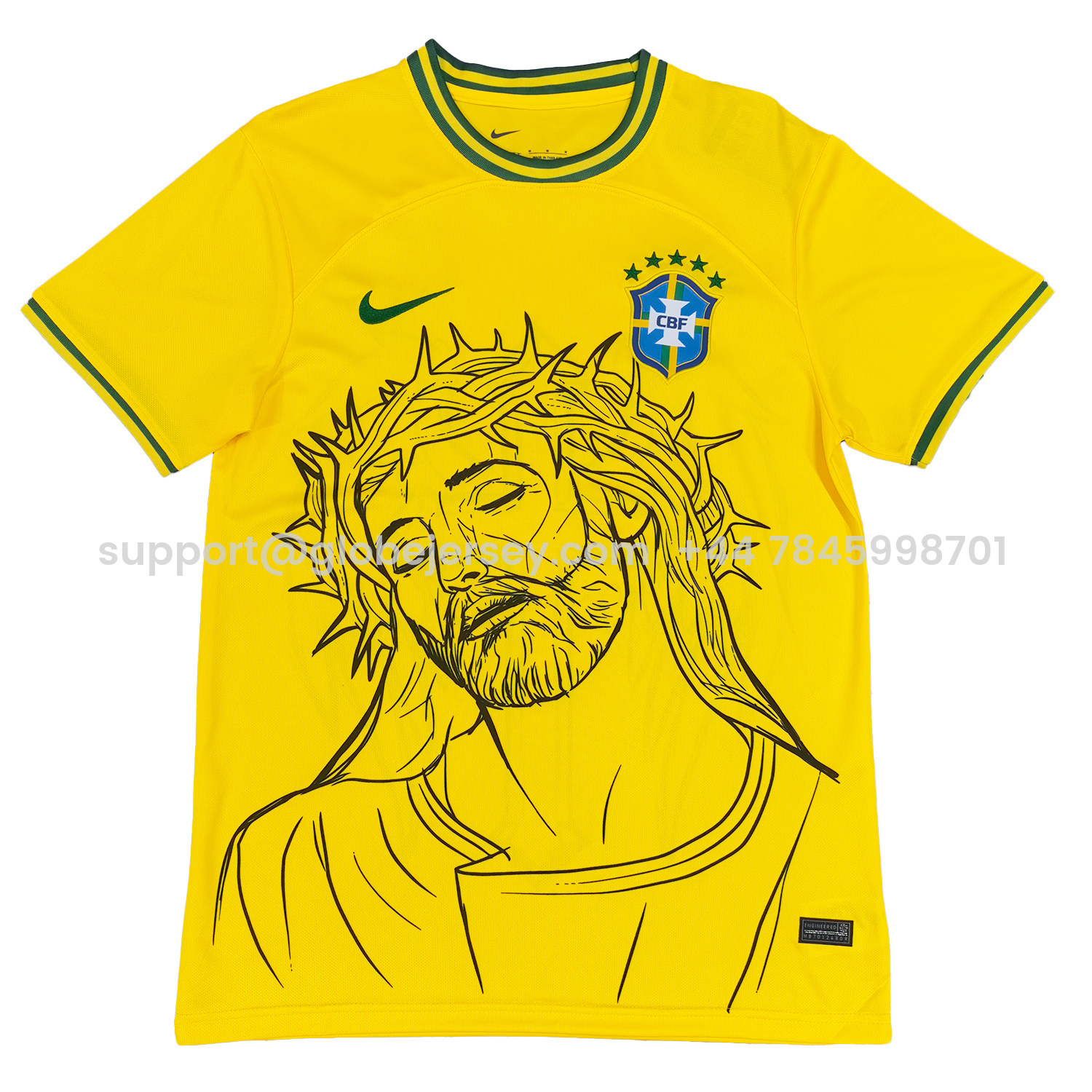 Brazil 25-26 Jesus And Angel Cross Yellow Jersey - Fans Version