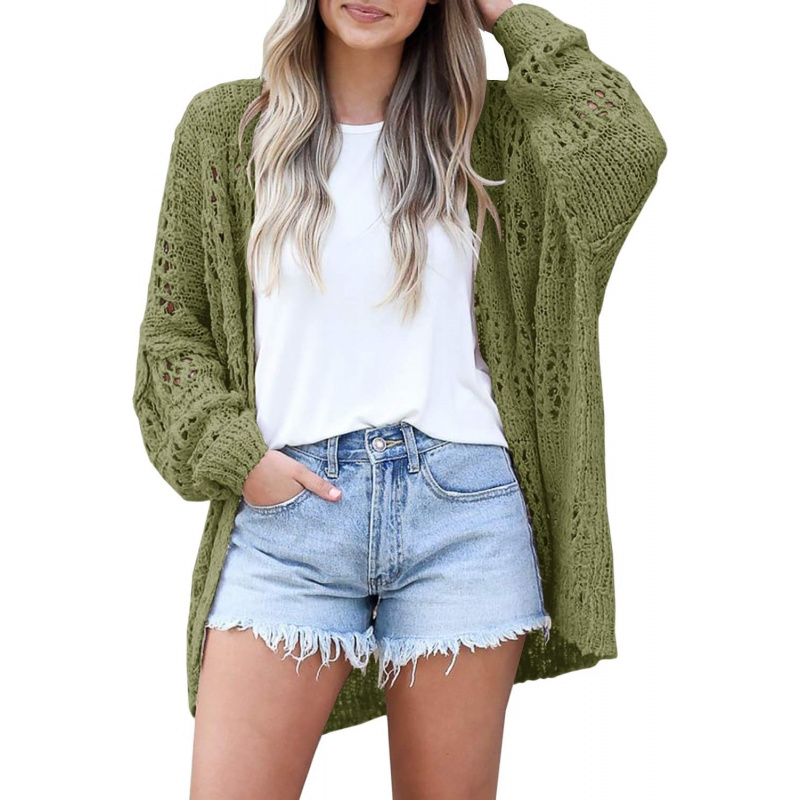 Women's Crochet Cardigan Sweater Kimonos Boho Solid