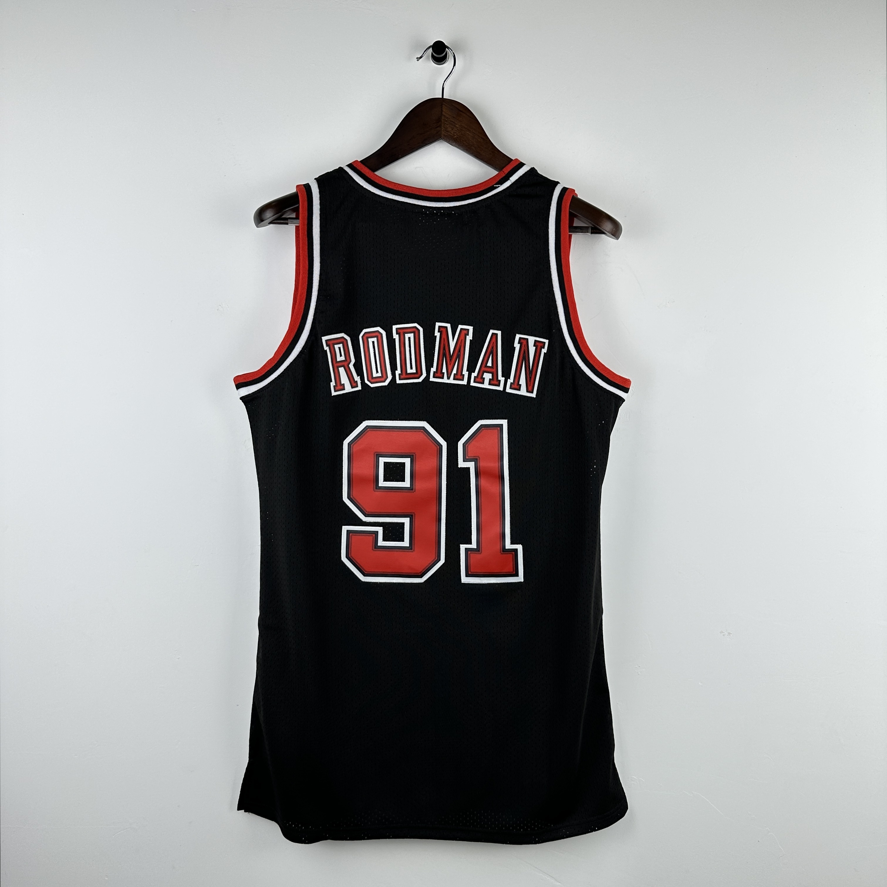 Embroidered MN retro jersey, Bulls 97/98 season, black, No. 91, Rodman