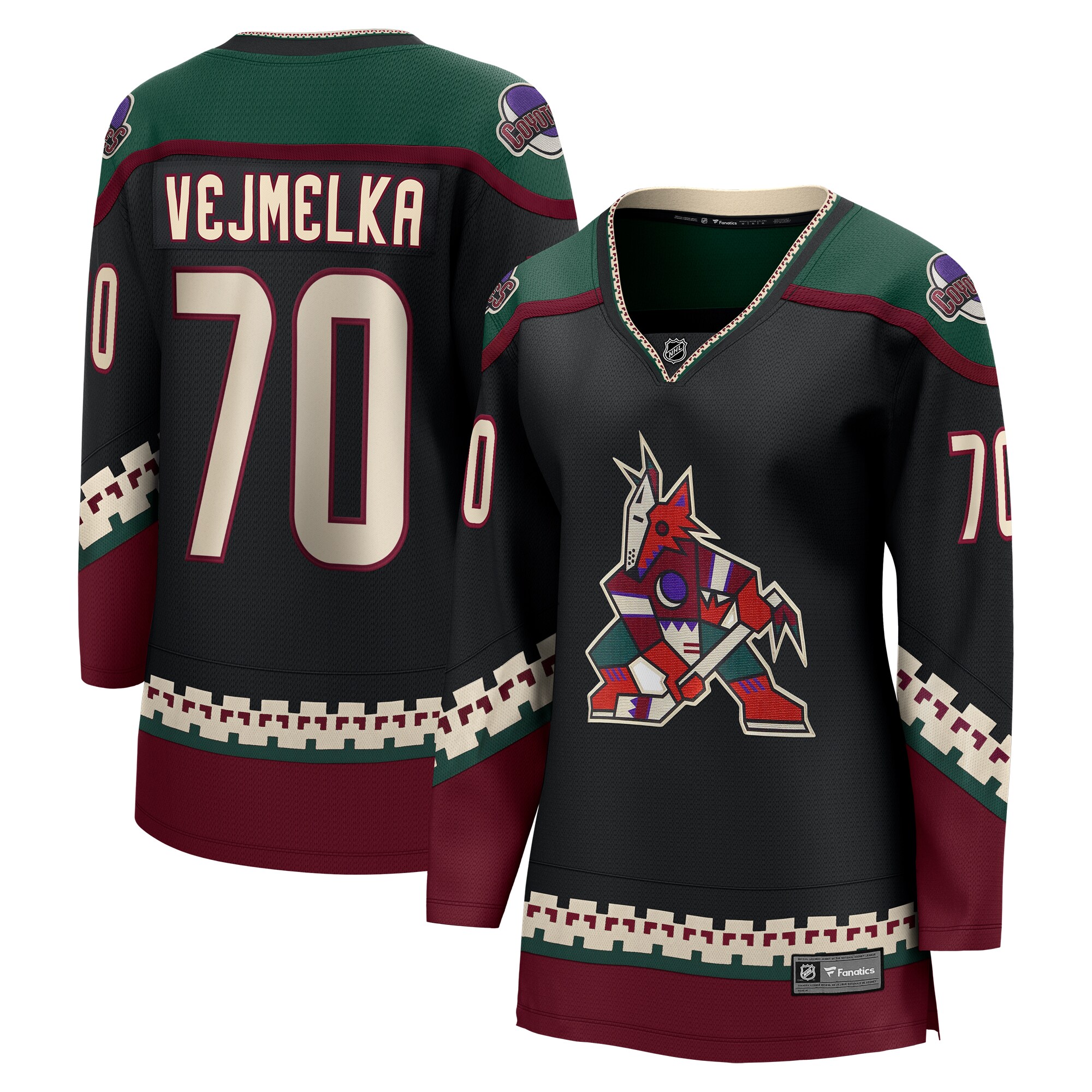 Karel Vejmelka Arizona Coyotes Fanatics Women’s Home Breakaway  Jersey – Black