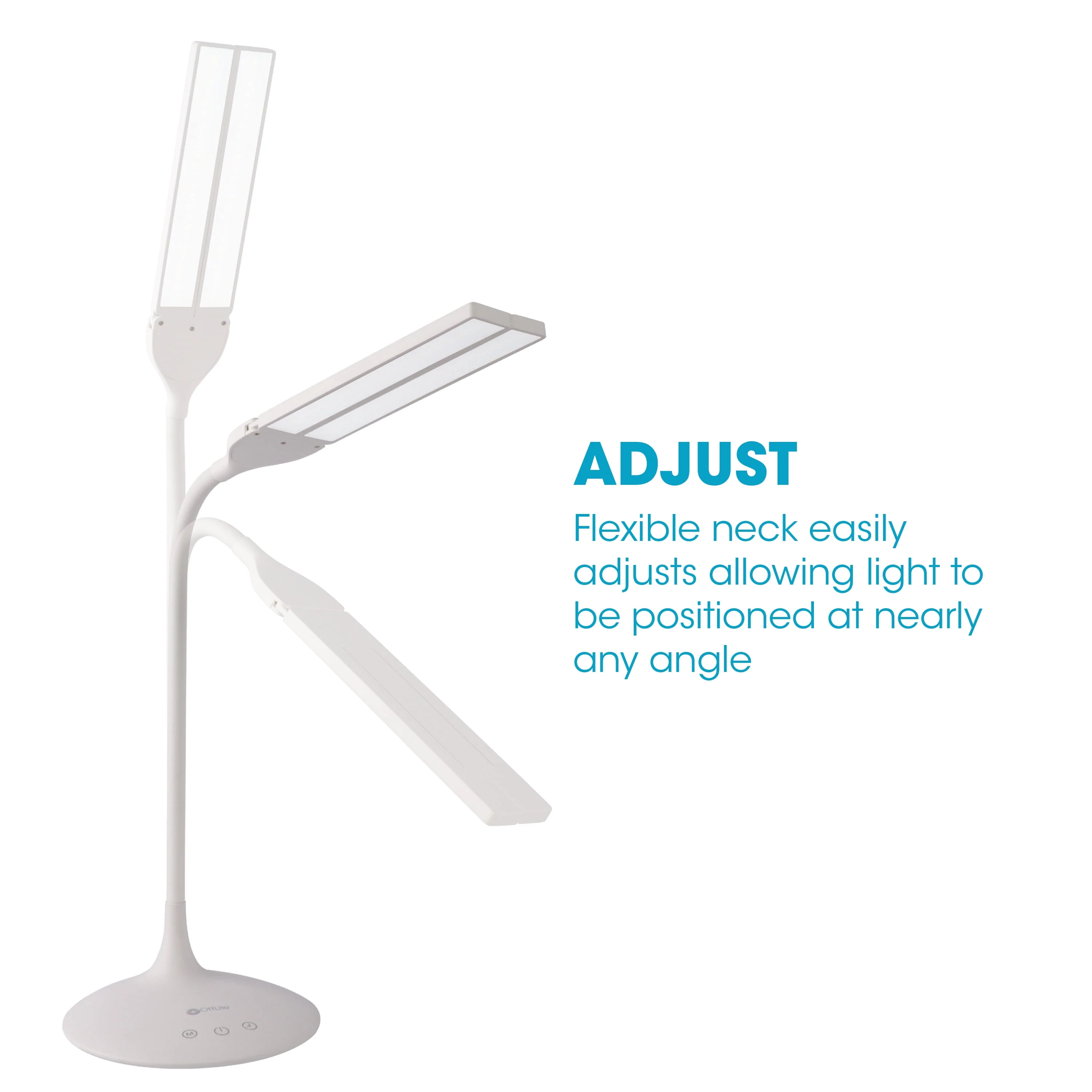 OttLite Wellness Series Pivot LED Desk Lamp with Dual Shades, Touch Activated Controls, Gradual Dimmer, for Working, Crafting, Sewing, Studying, White