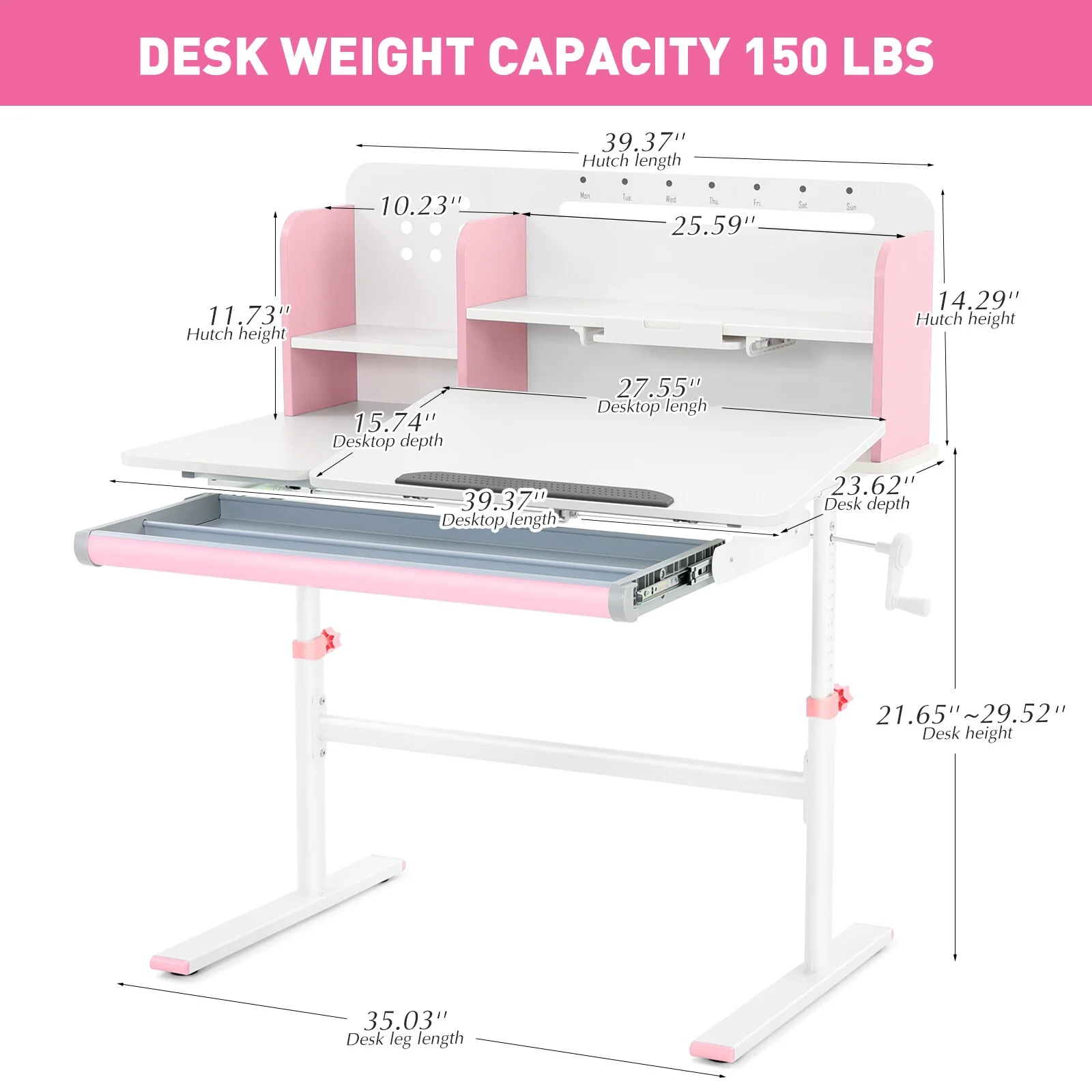 Adjustable Height Ergonomic Kids Study Desk & Chair Set Children Students Drafting Table Home School with Shelf,Drawer(Gray)