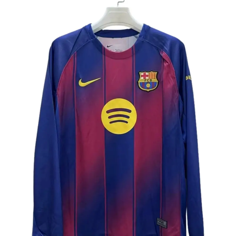 2025-26 Barcelona Home Long-Sleeve Jersey, 1:1 Thai Version Quality - Fans Edition