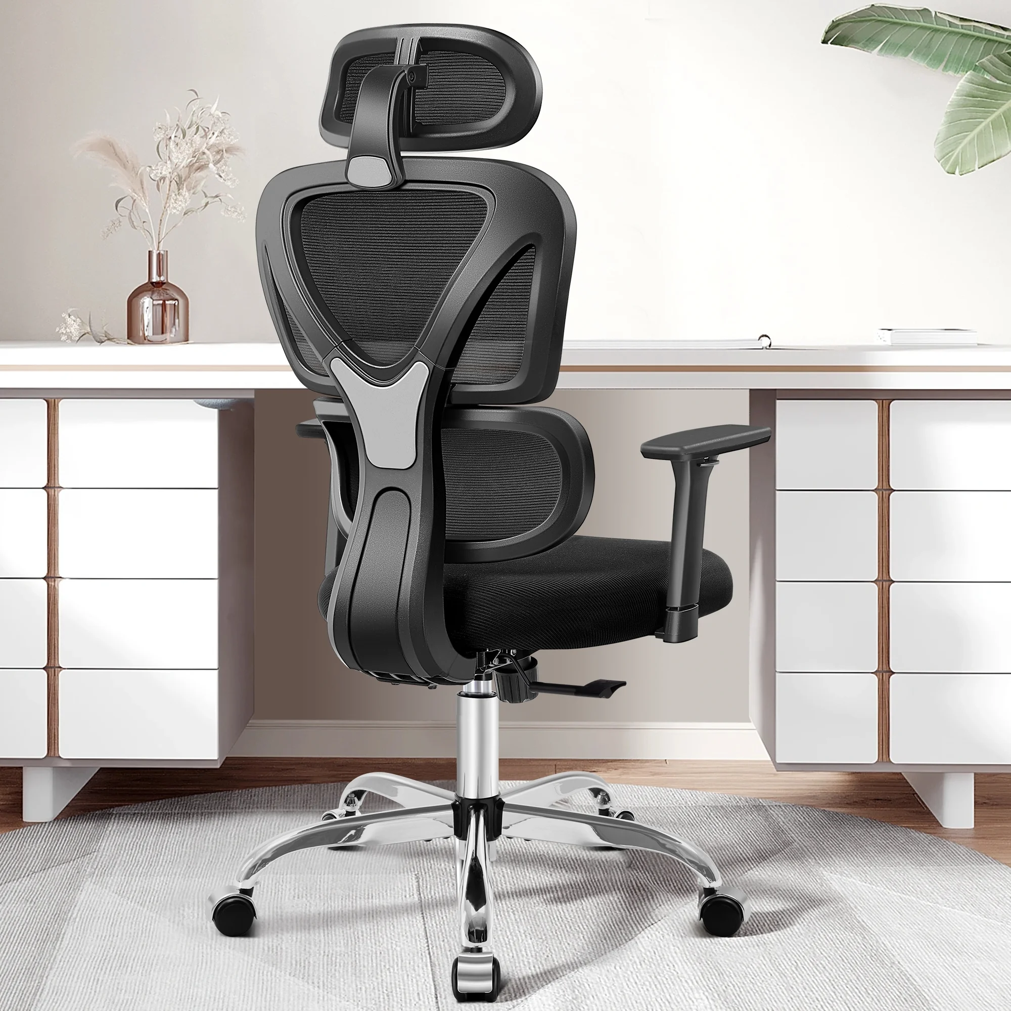 COOLHUT Ergonomic Office Chair, High Back Adjustable Computer Desk Chair with Lumbar Support, 500lb, Black