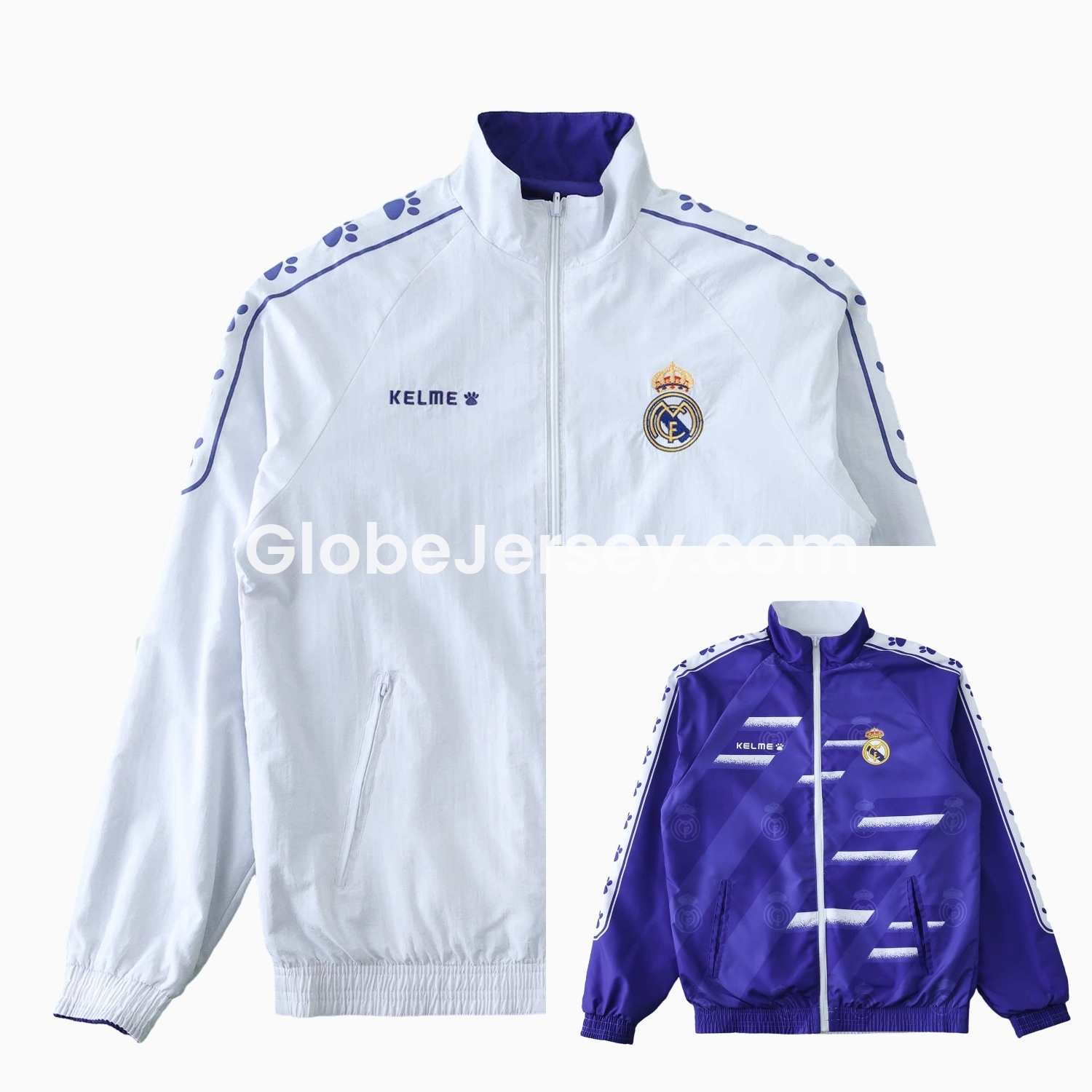Retro Real Madrid 1995-96 Home & Away Double Sided Reversible Windbreaker - White & Purple