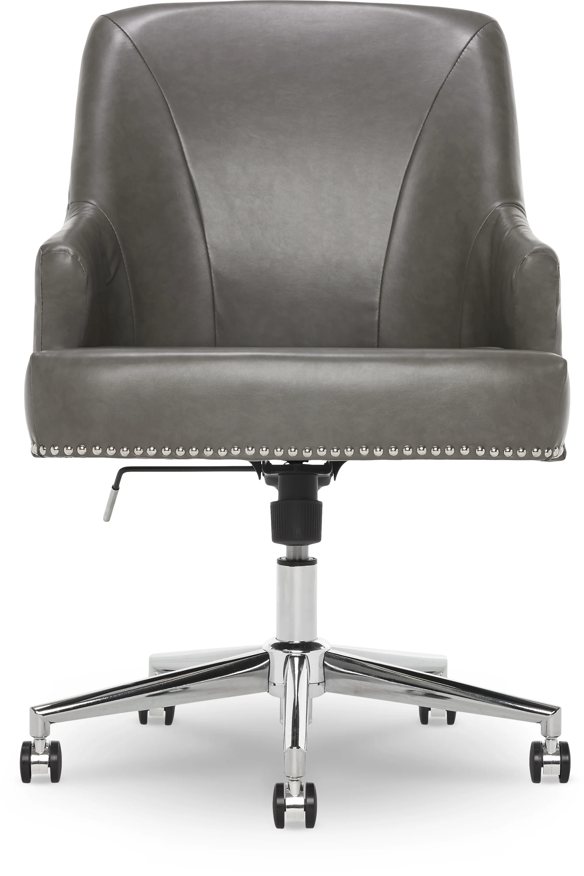 Serta Leighton Home Office Desk Chair Chrome Nailheads Twill Fabric Lilac Purple